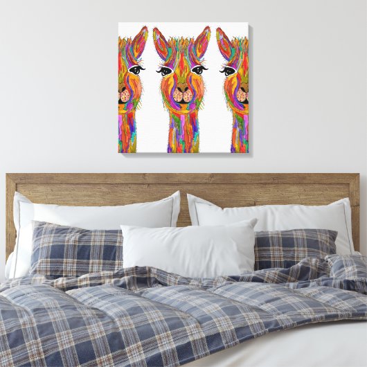 Schattige en Kleurrijk Llama Canvas - 20 "x 20" (Insitu (Slaapkamer))