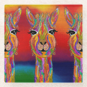 Schattige en kleurrijk Llama Glass Onderzetter