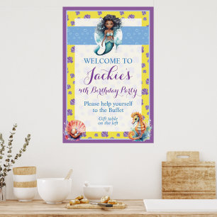 Schattige en kleurrijk Magic Mermaid Poster
