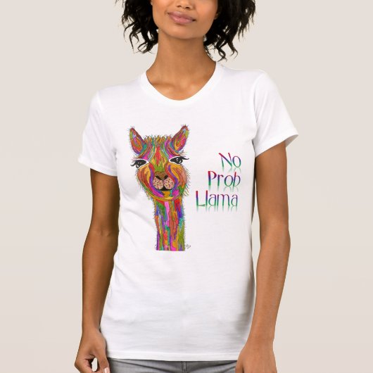 Schattige en kleurrijk No Prob Llama T-shirt (Voorkant)