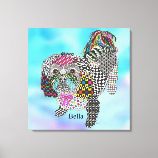 Schattige en Kleurrijk Shih Tzu Verpakt Canvas 24  (Voorkant)