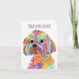 Schattige en kleurrijk Yorkipoo Wenskaart Kaart