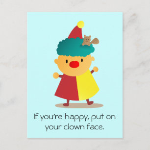 Schattige en kleurrijke clown met eekhoorn in het  briefkaart