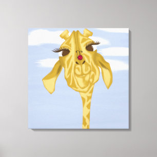Schattige en kleurrijke giraffe canvas afdruk