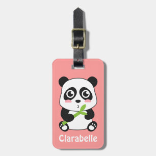 Schattige en knuffelende babypanda bagagelabel