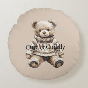 Schattige en knuffelende teddybeer rond kussen