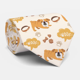 Schattige en leuk hondenpatroon (Bulldog) Stropdas