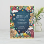 Schattige en leuke kerstdiner uitnodiging (Staand voorkant)