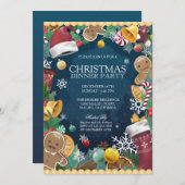 Schattige en leuke kerstdiner uitnodiging (Voorkant / Achterkant)
