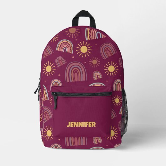 Schattige en modern kleurrijk regenboogpatroon op bedrukte rugzak (Voorkant)