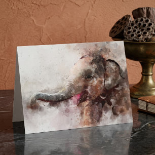 Schattige en speelse baby Aziatische olifant aquar Bedankkaart