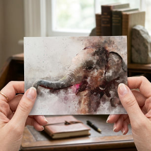 Schattige en speelse baby Aziatische olifant aquar Briefkaart