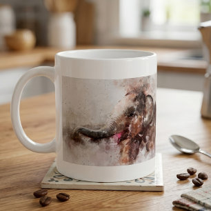 Schattige en speelse baby Aziatische olifant aquar Koffiemok