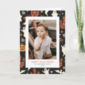 Schattige en Spooky Pattern Happy Halloween Foto Feestdagen Kaart (Voorkant)