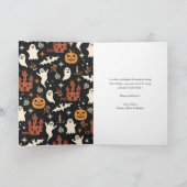 Schattige en Spooky Pattern Happy Halloween Foto Feestdagen Kaart (Binnen)