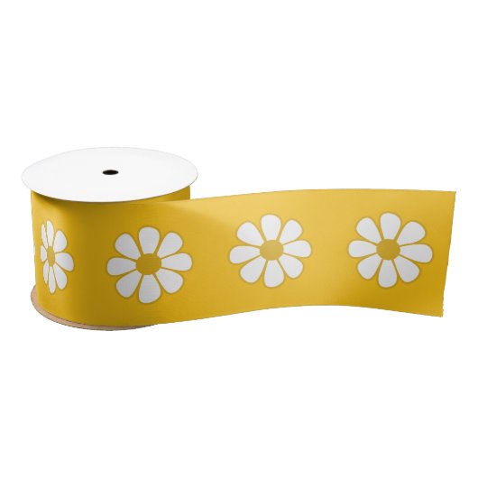 Schattige en vrolijk Retro Flowers Yellow Pattern Lint (Spoel)
