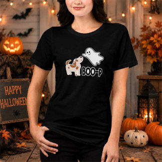 Schattige enge Boo Pup Halloween Tri-Blend Shirt
