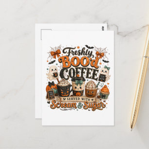 Schattige enge geest coffieliefhebber Halloween Briefkaart