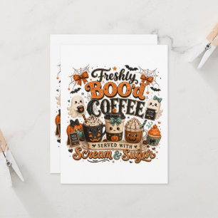 Schattige enge geest coffieliefhebber Halloween Kaart