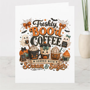 Schattige enge geest coffieliefhebber Halloween Kaart