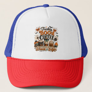 Schattige enge geest coffieliefhebber Halloween Trucker Pet
