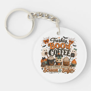 Schattige enge geest koffie liefhebber Halloween Sleutelhanger