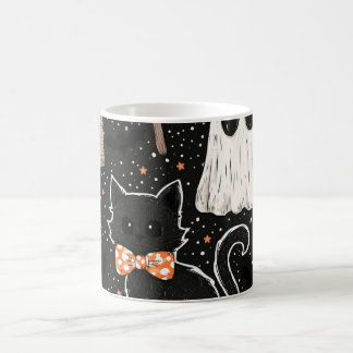 Schattige enge Halloween-feestkatten en -geesten B Koffiemok