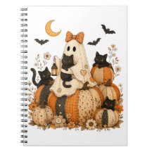 Schattige enge Halloween-geest met zwarte katten