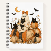 Schattige enge Halloween-geest met zwarte katten