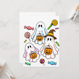 Schattige enge Halloween-geesten & snoep voor Tric Kaart