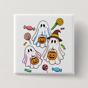 Schattige enge Halloween-geesten & snoep voor Tric Vierkante Button 5,1 Cm