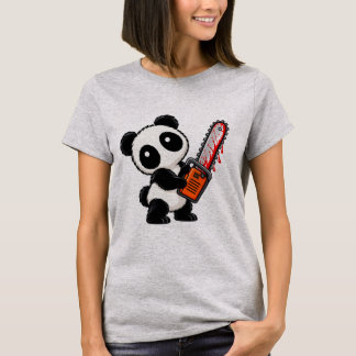 Schattige enge kettingzaag zombie panda t-shirt