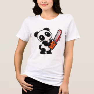Schattige enge kettingzaag zombie panda Tri-Blend shirt