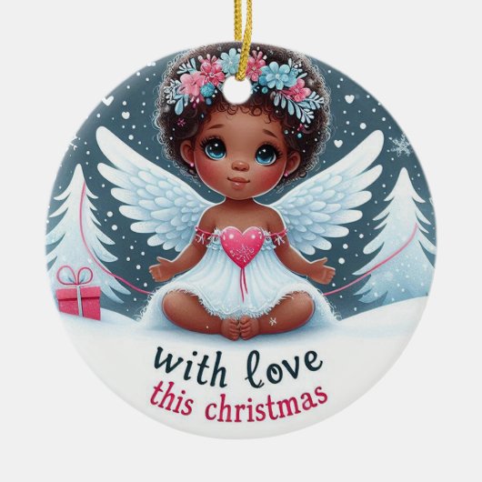 Schattige engel baby kerstversiering keramisch ornament (Voorkant)