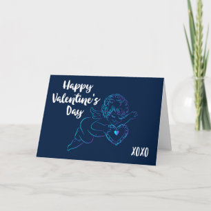 Schattige engel cherubijn houdt van een kantelen h feestdagen kaart