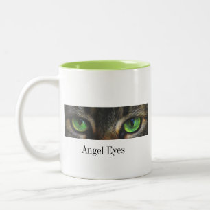 Schattige engel kattenogen & kalligrafie tweekleurige koffiemok