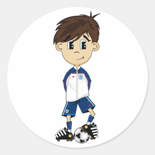 Schattige Engeland Soccer Boy Sticker (Voorkant)