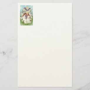 Schattige engelen met kruis en bloemen briefpapier