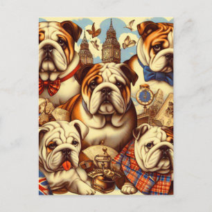 Schattige Engels Bulldog schilderij Briefkaart