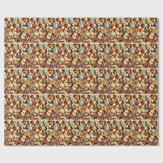 Schattige Engels Bulldog schilderij Cadeaupapier (Vlak)