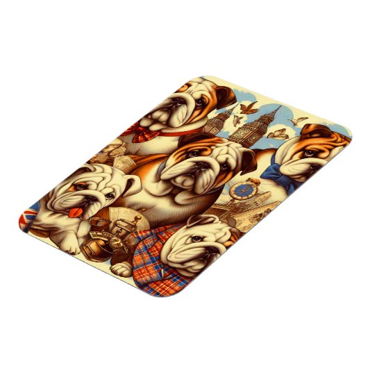 Schattige Engels Bulldog schilderij Magneet (Linkerzijde)