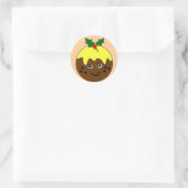 Schattige Engels Christmas Pudding Afbeelding Ronde Sticker (Tas)