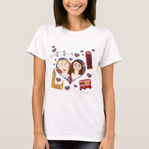 Schattige Engels Paar Royal Cartoon Love Design T-shirt