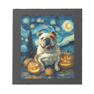 Schattige Engelse Bulldog Hond Halloween Jack O La Notitieblok