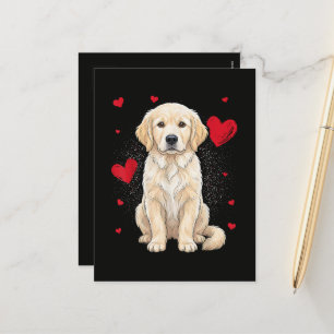 Schattige Engelse Crème Golden Retriever Hond Feestdagenkaart