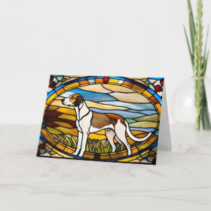 Schattige Engelse Foxhound Glas-in-Lood Kaart