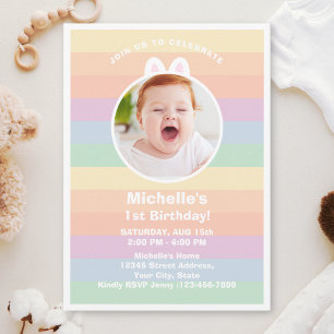 Schattige Enkele Bunny Rainbow Verjaardagsfoto Kaart