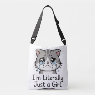 Schattige Esthetische Verdrietige Kat "Ik Ben Lett Crossbody Tas