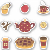 Schattige eten en drink set stickers (Voorkant)