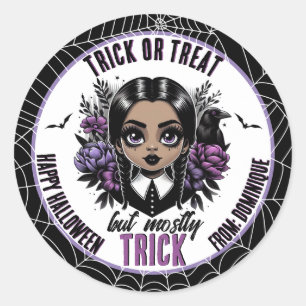Schattige etnisch gotisch meisje Halloween Ronde Sticker